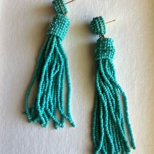 Noonday Collection Aqua Beaded Fringe Earrings